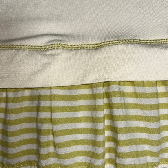LN Matilda Jane Women’s Cream Green Stripe Tunic Ruffle Hem Stretch Tee Medium - Picture 6 of 7